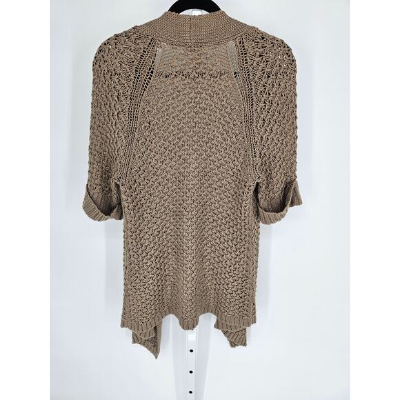 Chico's Women's Tan Acrylic Open Front Chunky Knit Cardigan Size O - Picture 4 of 4